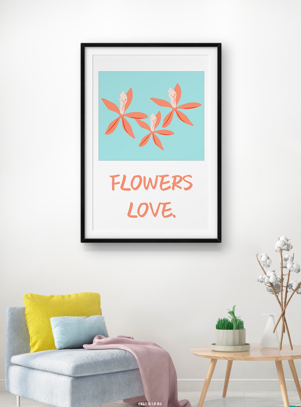 Hoa lá tranh vẽ CHL1-018-KG